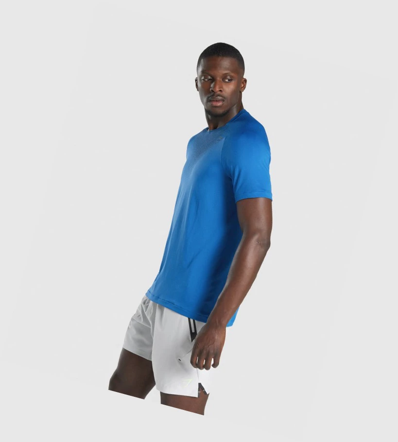 Gymshark Apex Contrast Seamless T-skjorte Herre Blå | UELTHO087