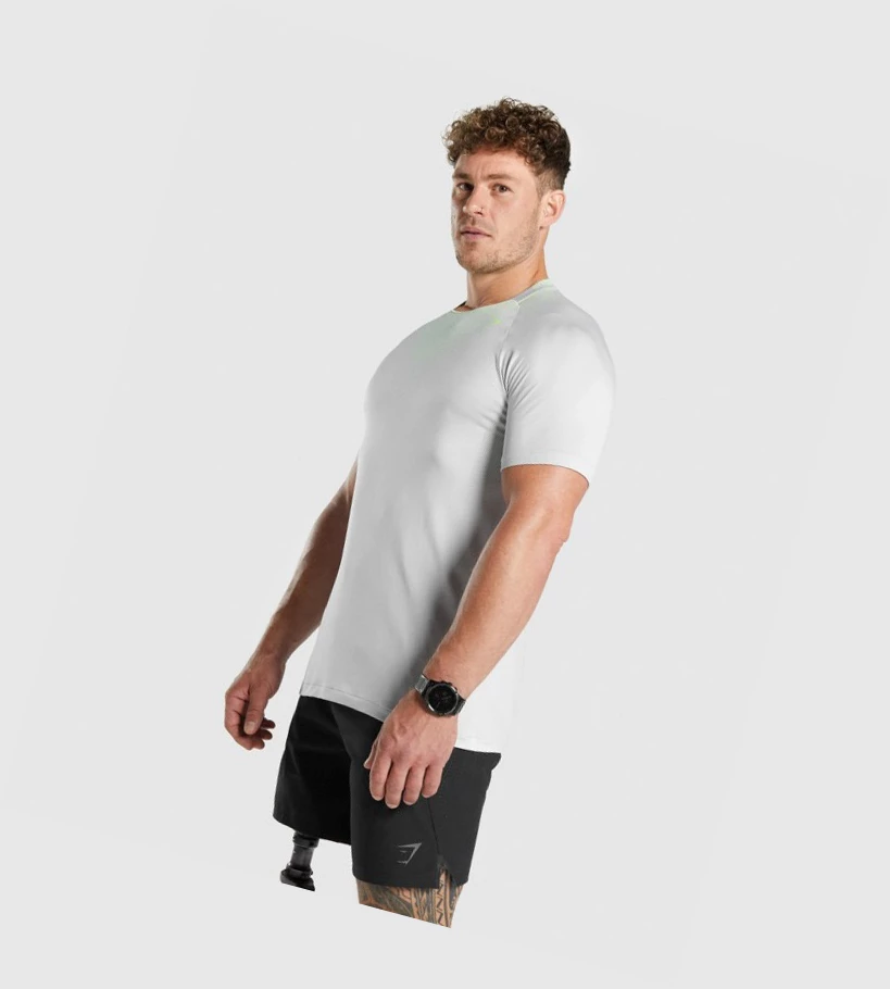 Gymshark Apex Contrast Seamless T-skjorte Herre Lyse Grå | XOUWDP571