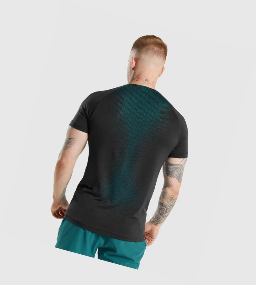 Gymshark Apex Contrast T-skjorte Herre Svarte Turkis | NVDCWY129