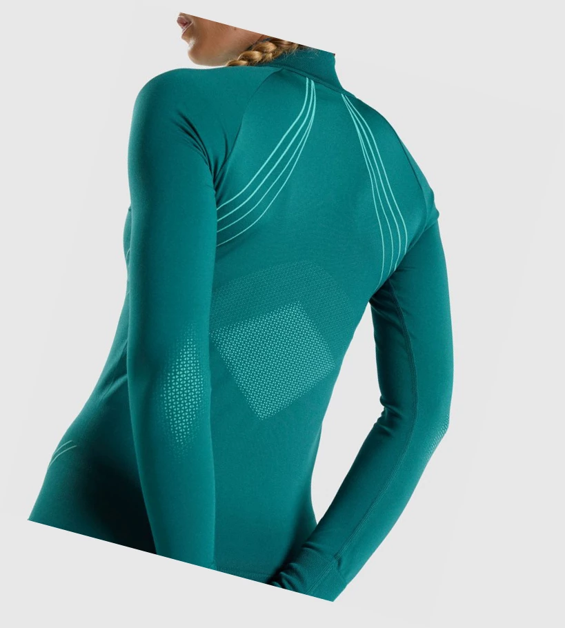 Gymshark Apex Seamless 1/4 Zip Klær Dame Turkis | UYKDXL976