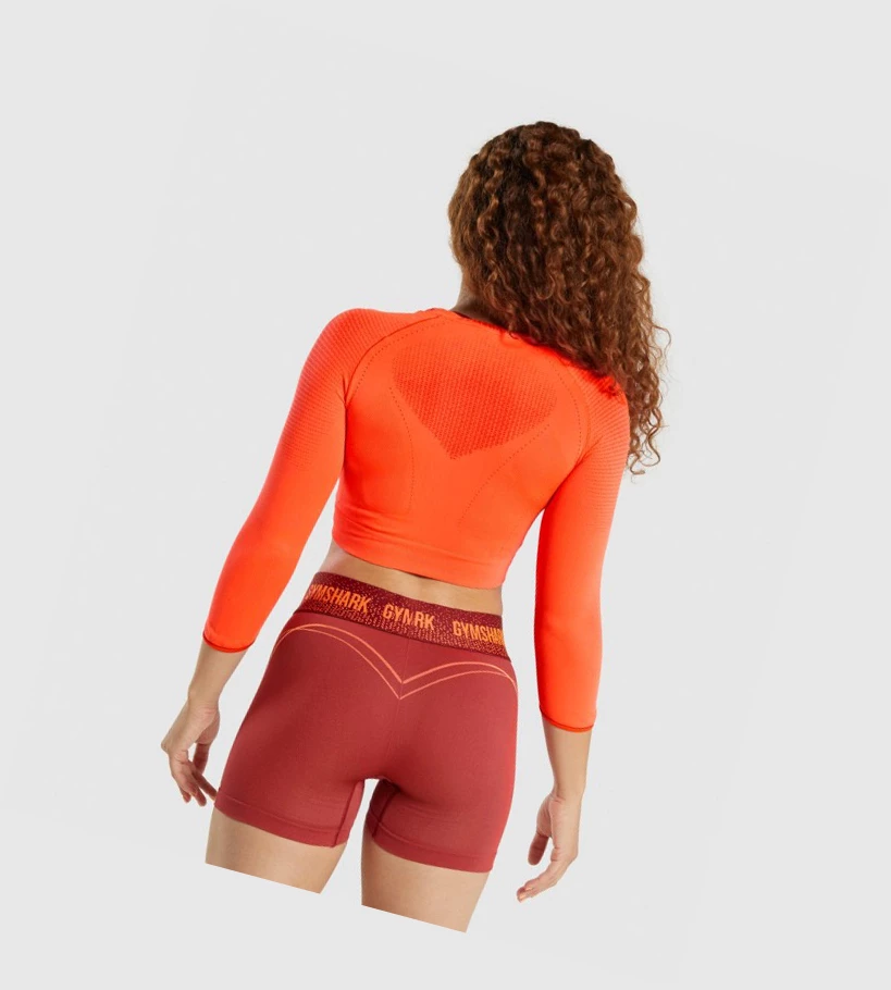 Gymshark Apex Seamless Crop Top Gensere Dame Oransje | DMLOFA195