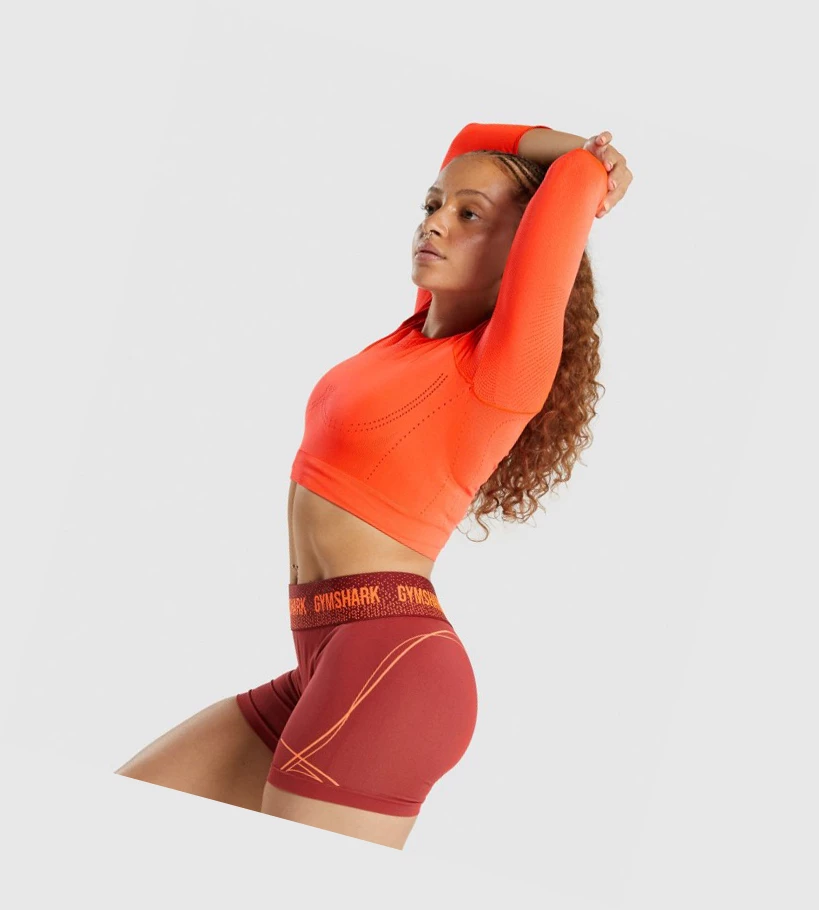 Gymshark Apex Seamless Crop Top Gensere Dame Oransje | DMLOFA195