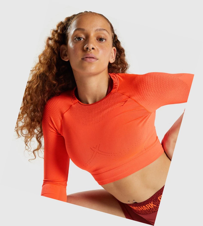 Gymshark Apex Seamless Crop Top Gensere Dame Oransje | DMLOFA195