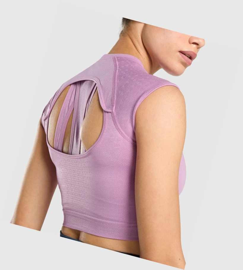 Gymshark Apex Seamless Crop Top Gensere Dame Lilla Lyse Lilla | OAVUHP825