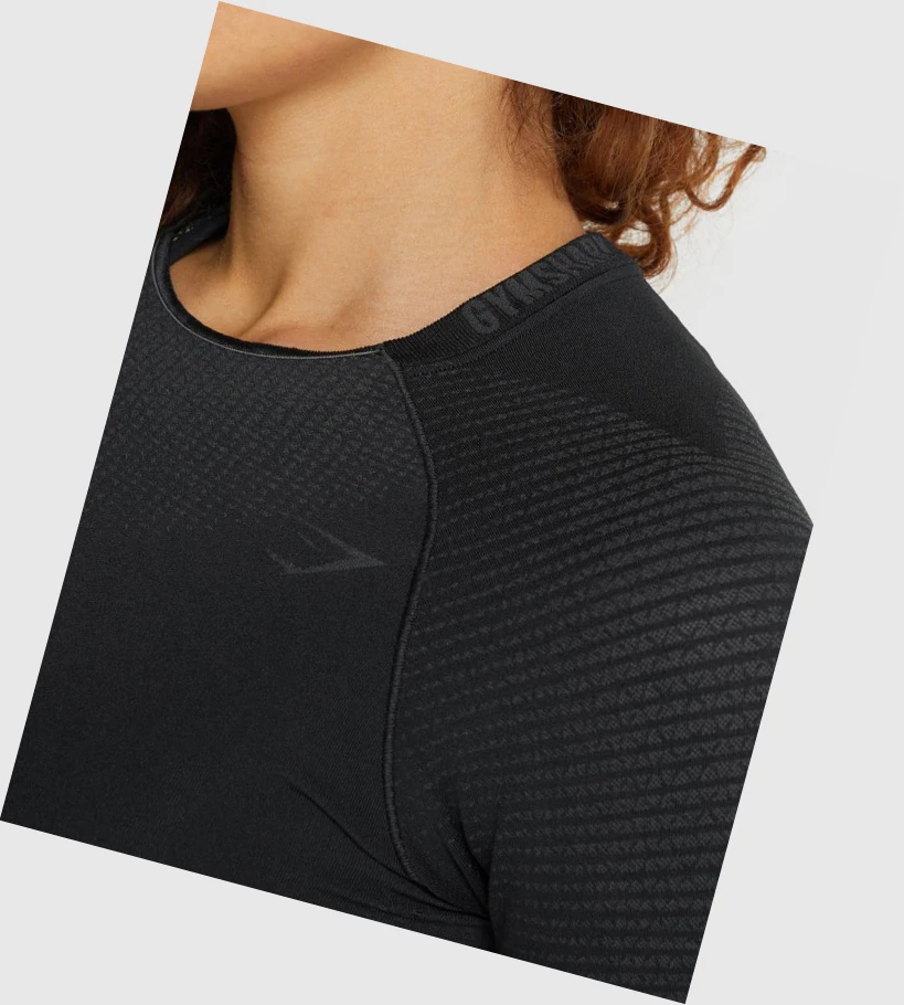 Gymshark Apex Seamless Crop Top Gensere Dame Svarte | VFJNOI439