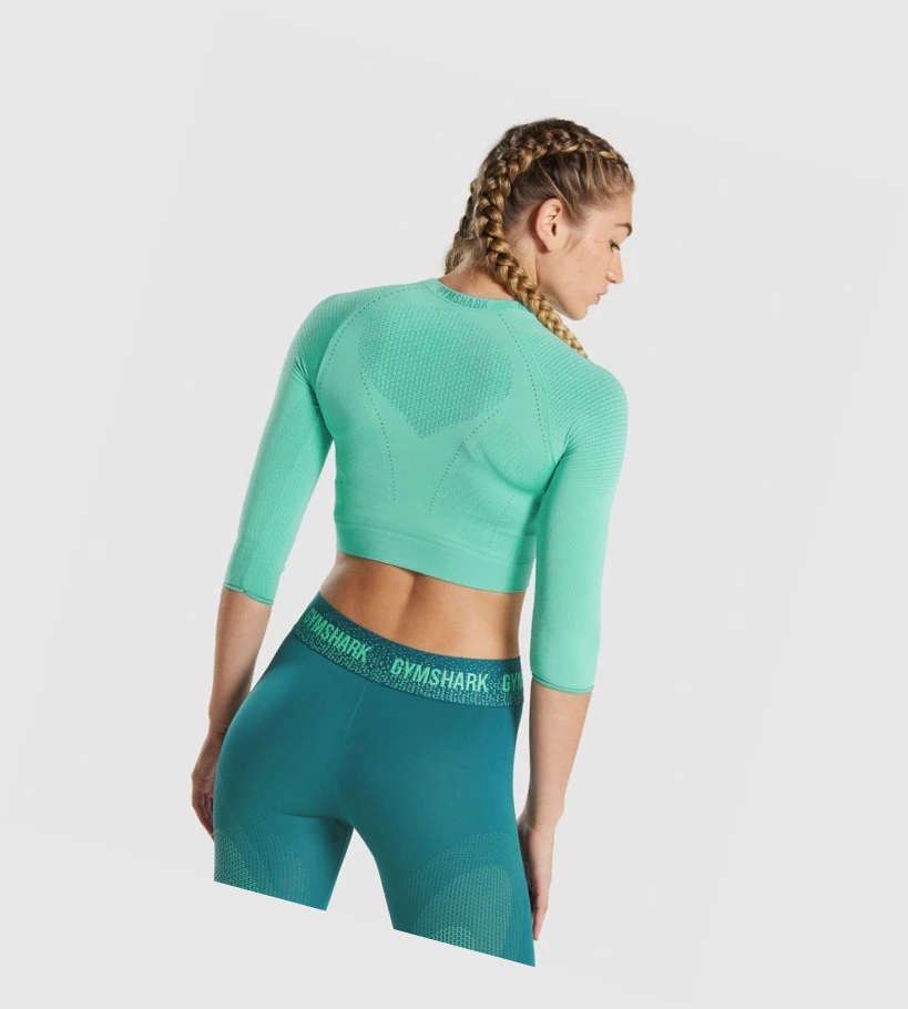 Gymshark Apex Seamless Crop Top Gensere Dame Turkis | XHYRGK234