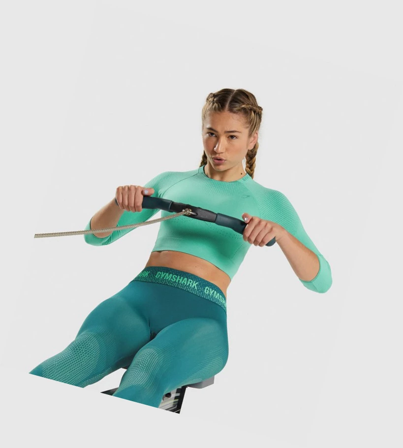 Gymshark Apex Seamless Crop Top Gensere Dame Turkis | XHYRGK234