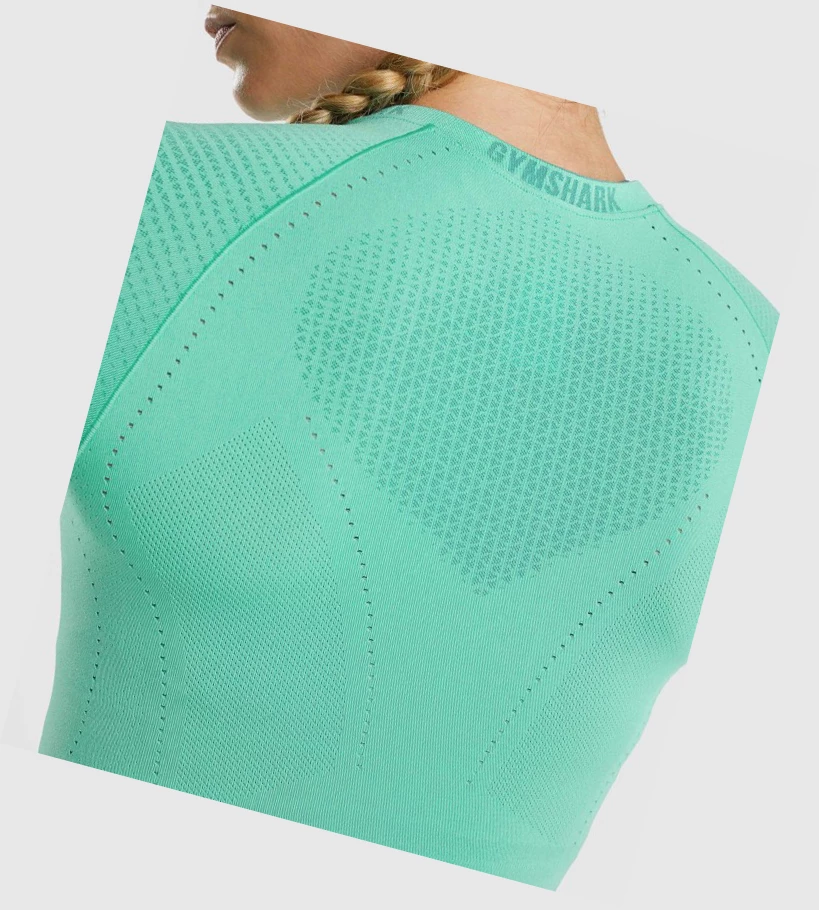 Gymshark Apex Seamless Crop Top Gensere Dame Turkis | XHYRGK234