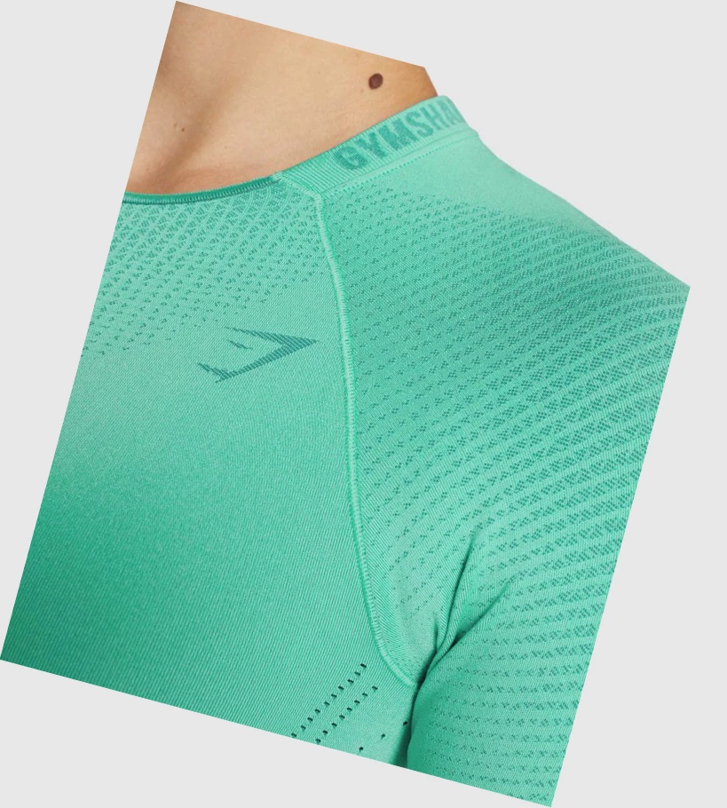 Gymshark Apex Seamless Crop Top Gensere Dame Turkis | XHYRGK234