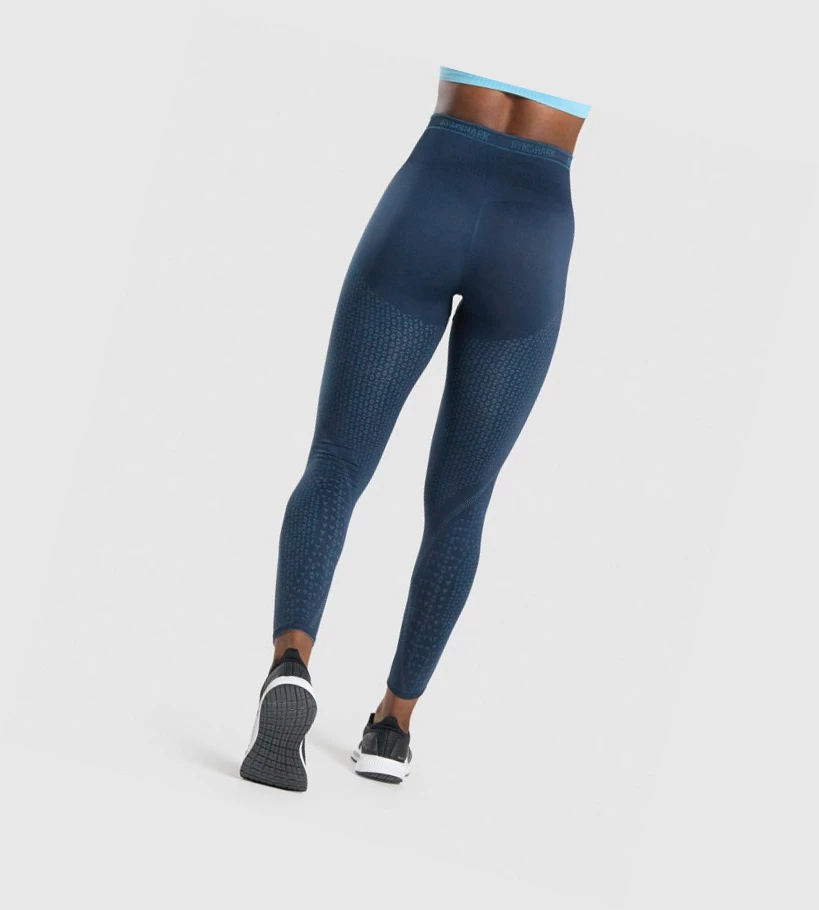 Gymshark Apex Seamless High Waisted Leggings Dame Marineblå Lyse Blå | RVJCYG729