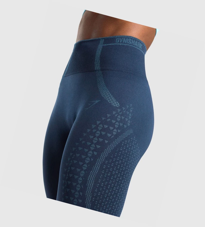 Gymshark Apex Seamless High Waisted Leggings Dame Marineblå Lyse Blå | RVJCYG729