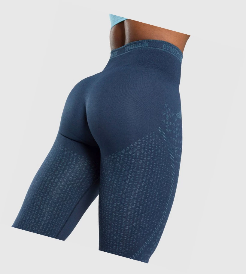 Gymshark Apex Seamless High Waisted Leggings Dame Marineblå Lyse Blå | RVJCYG729