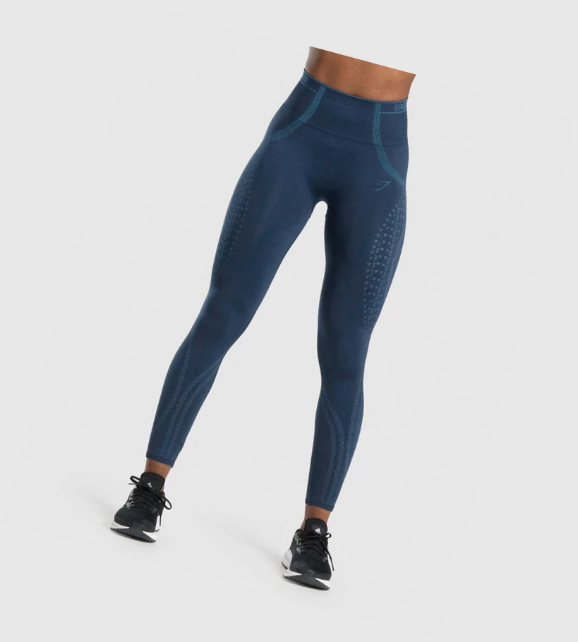 Gymshark Apex Seamless High Waisted Leggings Dame Marineblå Lyse Blå | RVJCYG729