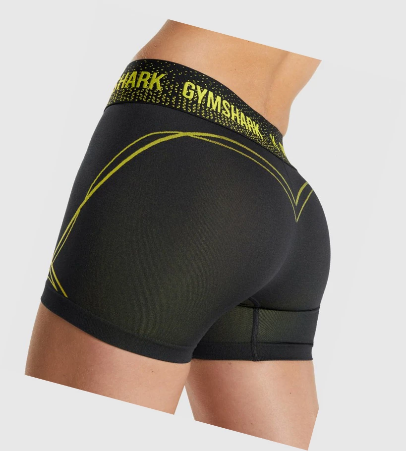 Gymshark Apex Seamless Low Rise Shorts Dame Svarte Gul | CXHRLO605