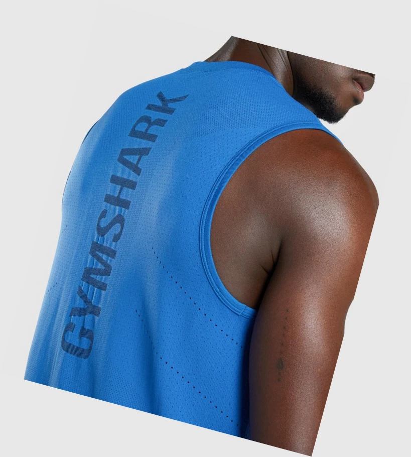 Gymshark Apex Seamless Singlet Herre Blå | ITCZQX175