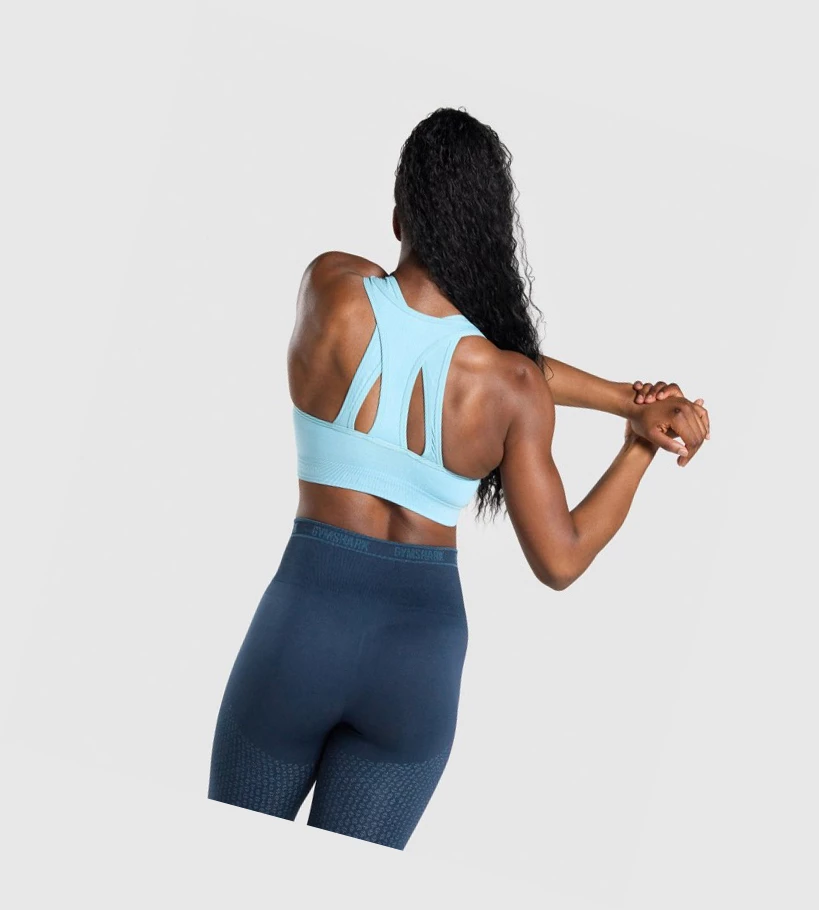 Gymshark Apex Seamless Sports Bh Dame Lyse Blå | PHZQXO457