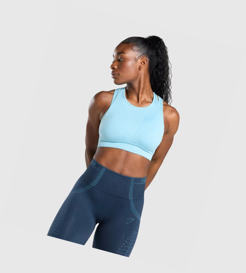 Gymshark Apex Seamless Sports Bh Dame Lyse Blå | PHZQXO457