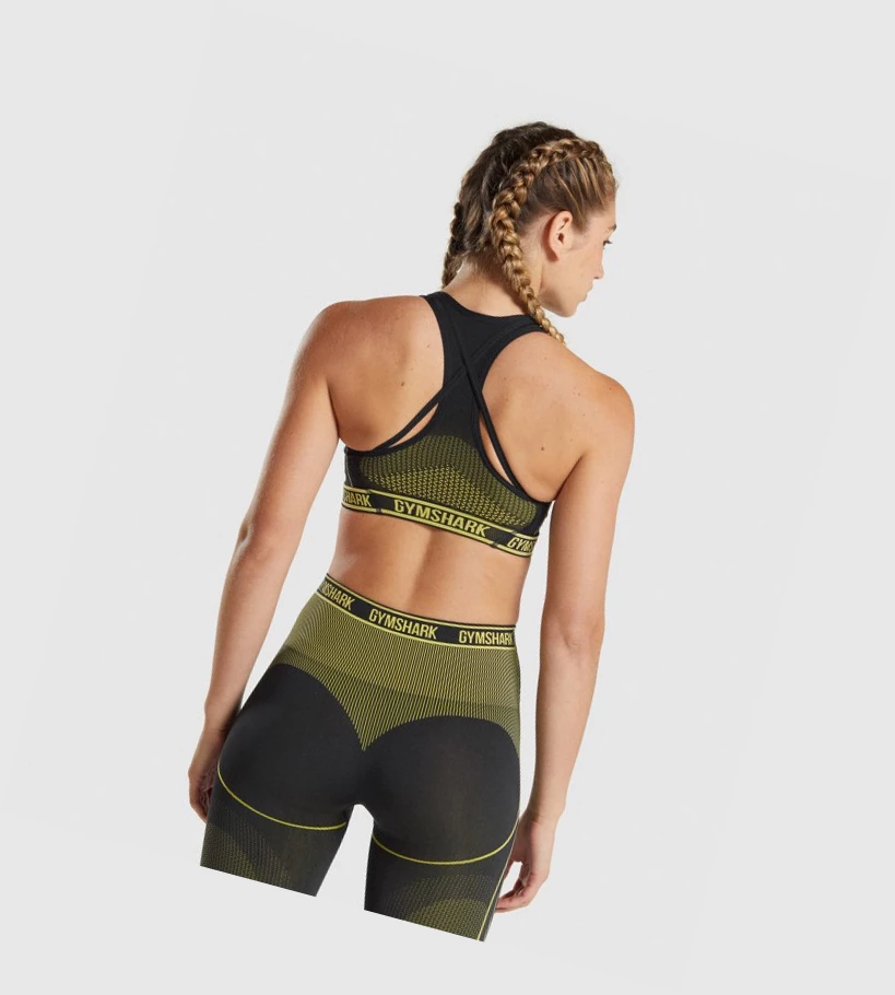 Gymshark Apex Seamless Sports Bh Dame Svarte Gul | CUXYMH827