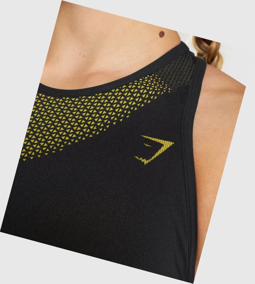 Gymshark Apex Seamless Sports Bh Dame Svarte Gul | CUXYMH827