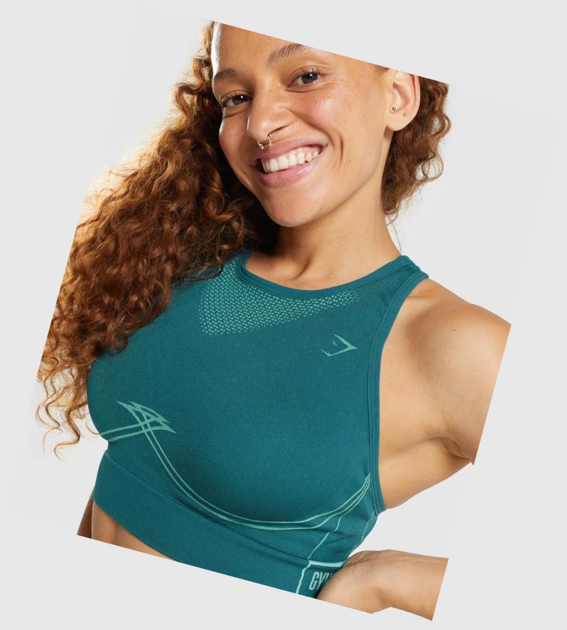 Gymshark Apex Seamless Sports Bh Dame Turkis | YJQXGR285