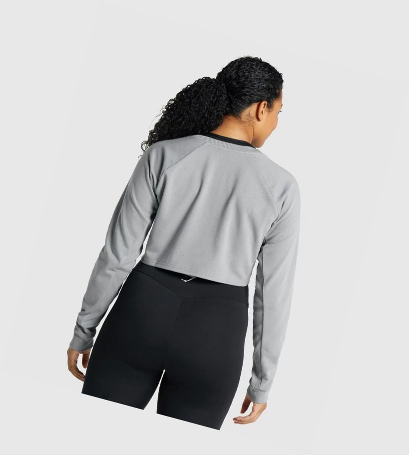 Gymshark Apollo Grafiske Cropped Genser Klær Dame Grå | DIPHZA183