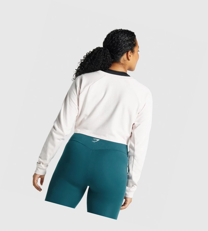 Gymshark Apollo Grafiske Cropped Genser Klær Dame Pisket Krem | JLAXDI705