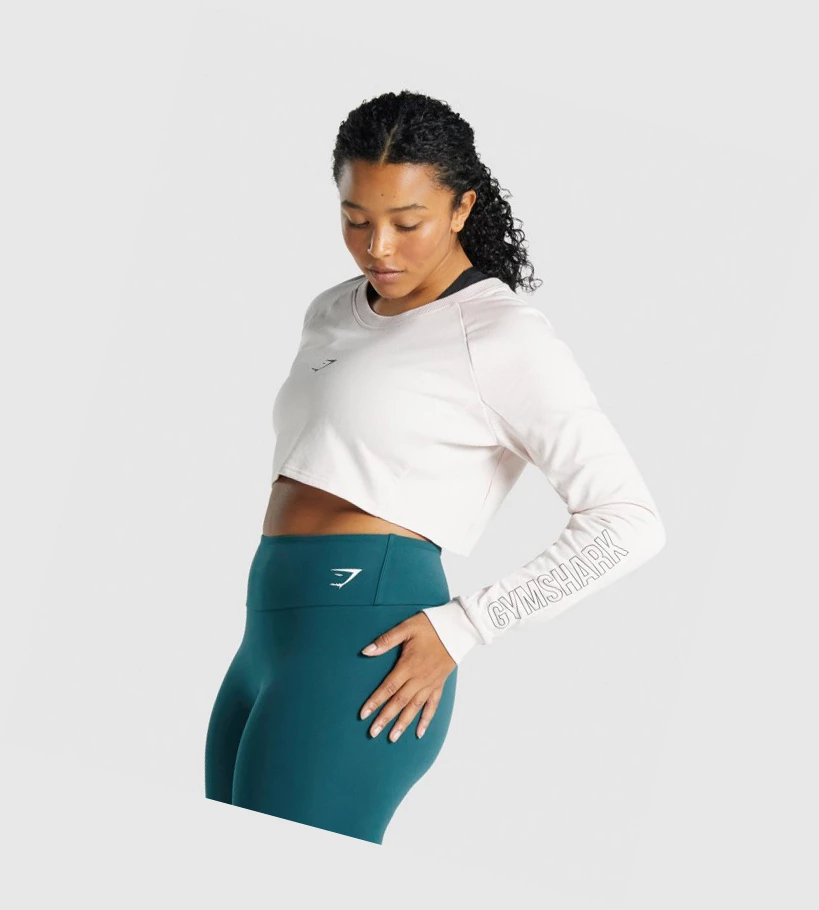 Gymshark Apollo Grafiske Cropped Genser Klær Dame Pisket Krem | JLAXDI705