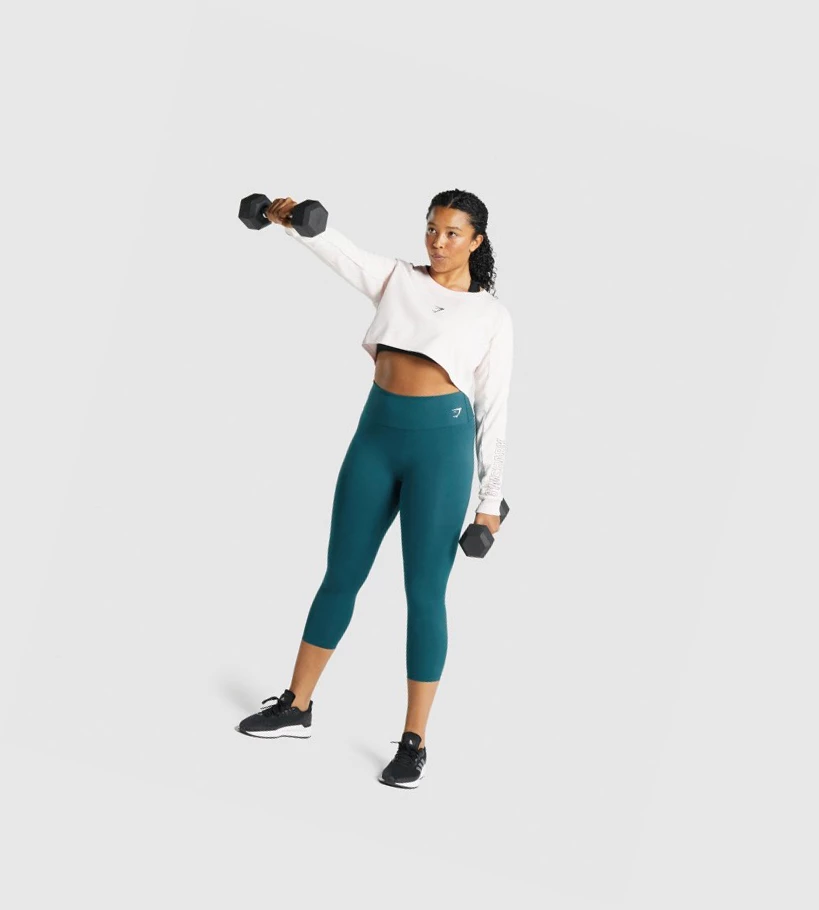 Gymshark Apollo Grafiske Cropped Genser Klær Dame Pisket Krem | JLAXDI705