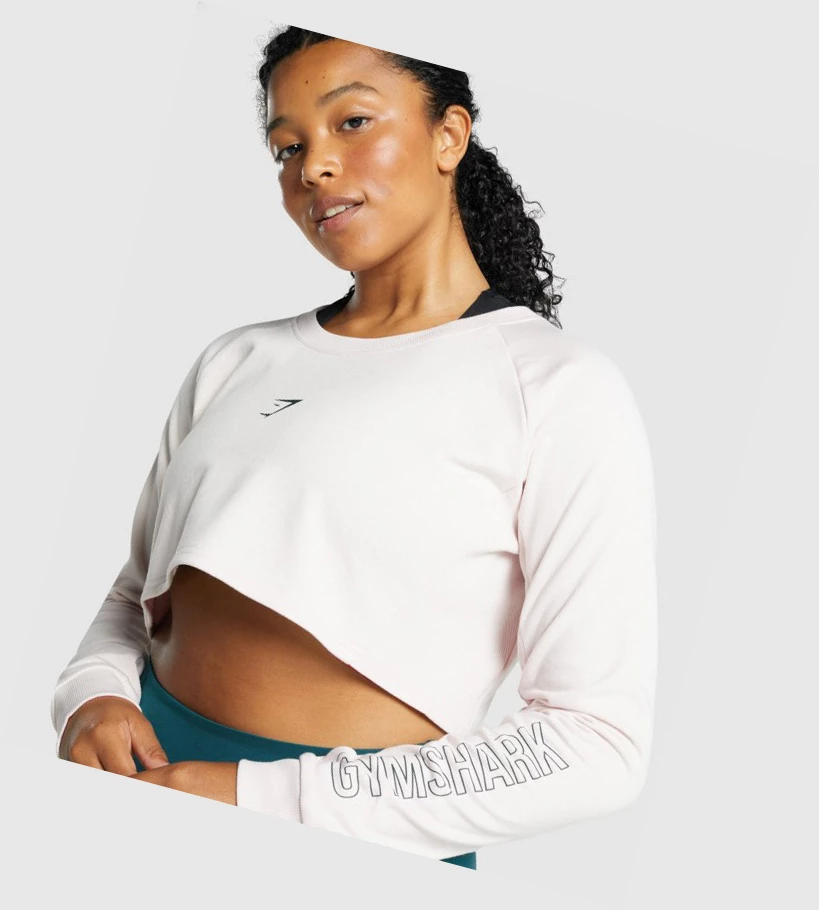 Gymshark Apollo Grafiske Cropped Genser Klær Dame Pisket Krem | JLAXDI705