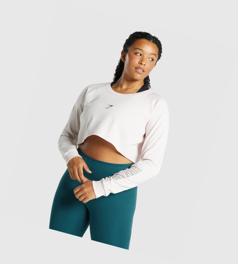 Gymshark Apollo Grafiske Cropped Genser Klær Dame Pisket Krem | JLAXDI705