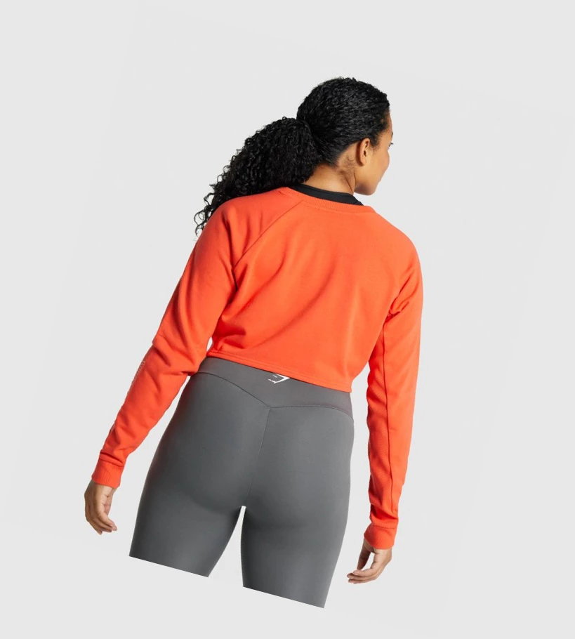 Gymshark Apollo Grafiske Cropped Genser Klær Dame Oransje | MUJZOV179