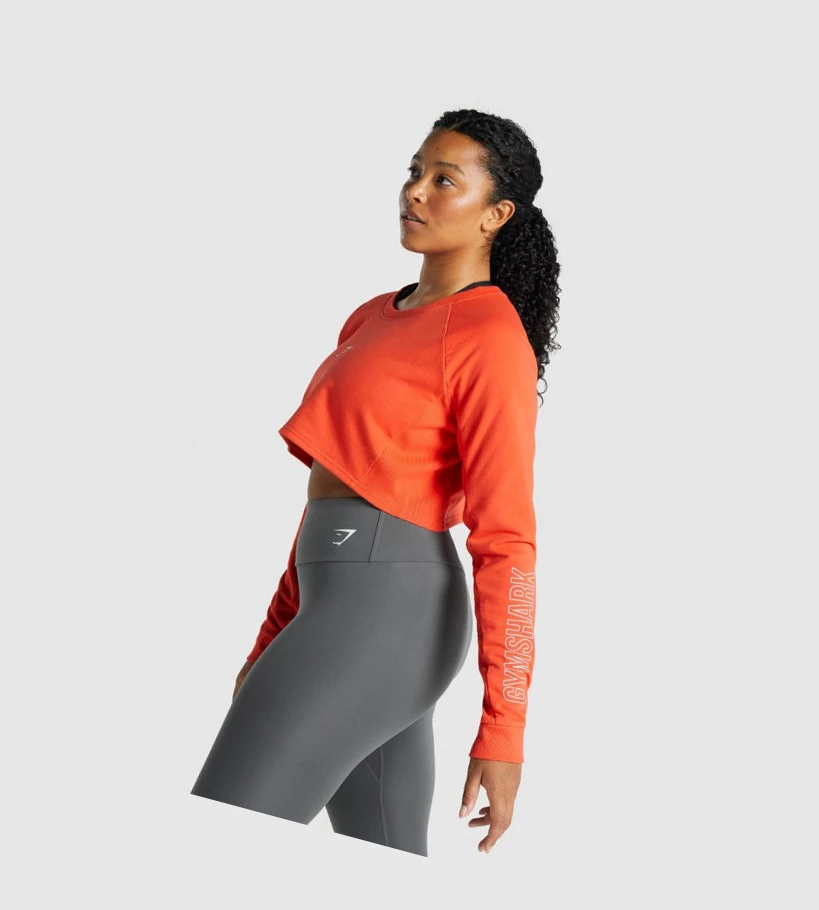 Gymshark Apollo Grafiske Cropped Genser Klær Dame Oransje | MUJZOV179