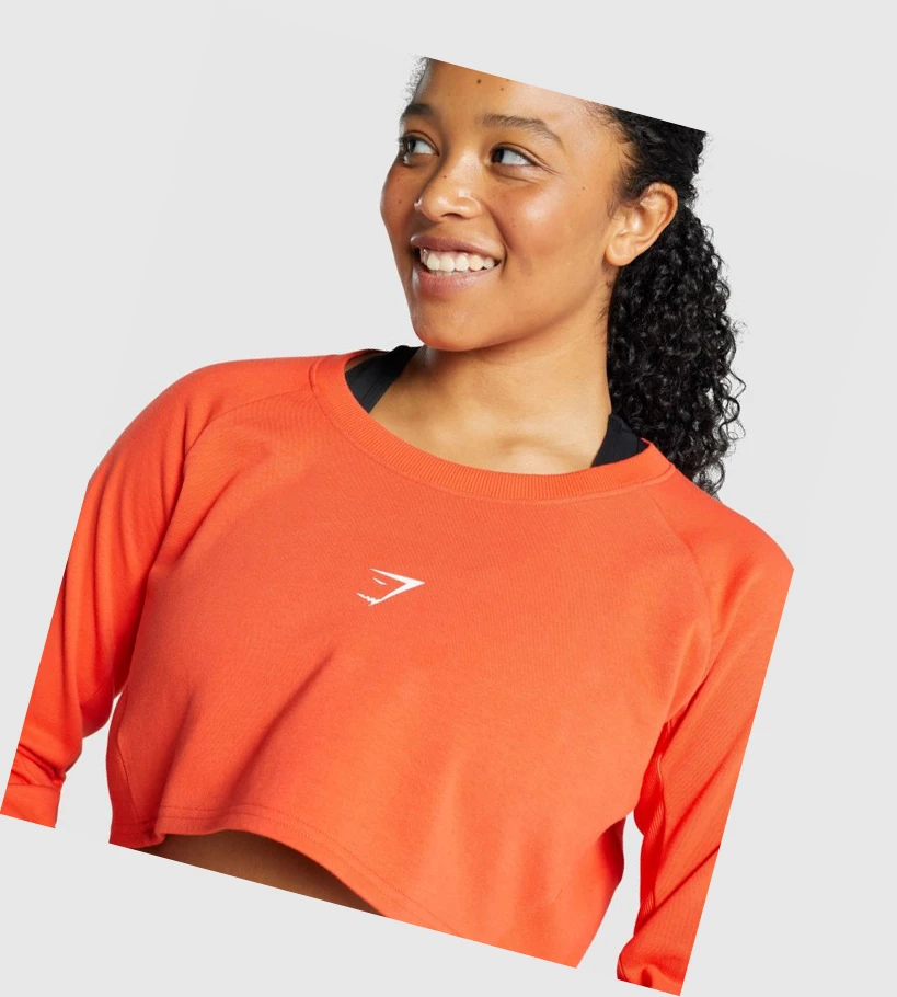 Gymshark Apollo Grafiske Cropped Genser Klær Dame Oransje | MUJZOV179