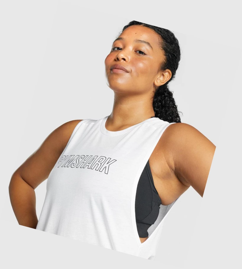 Gymshark Apollo Grafiske Singlet Dame Hvite | FVCWGR869