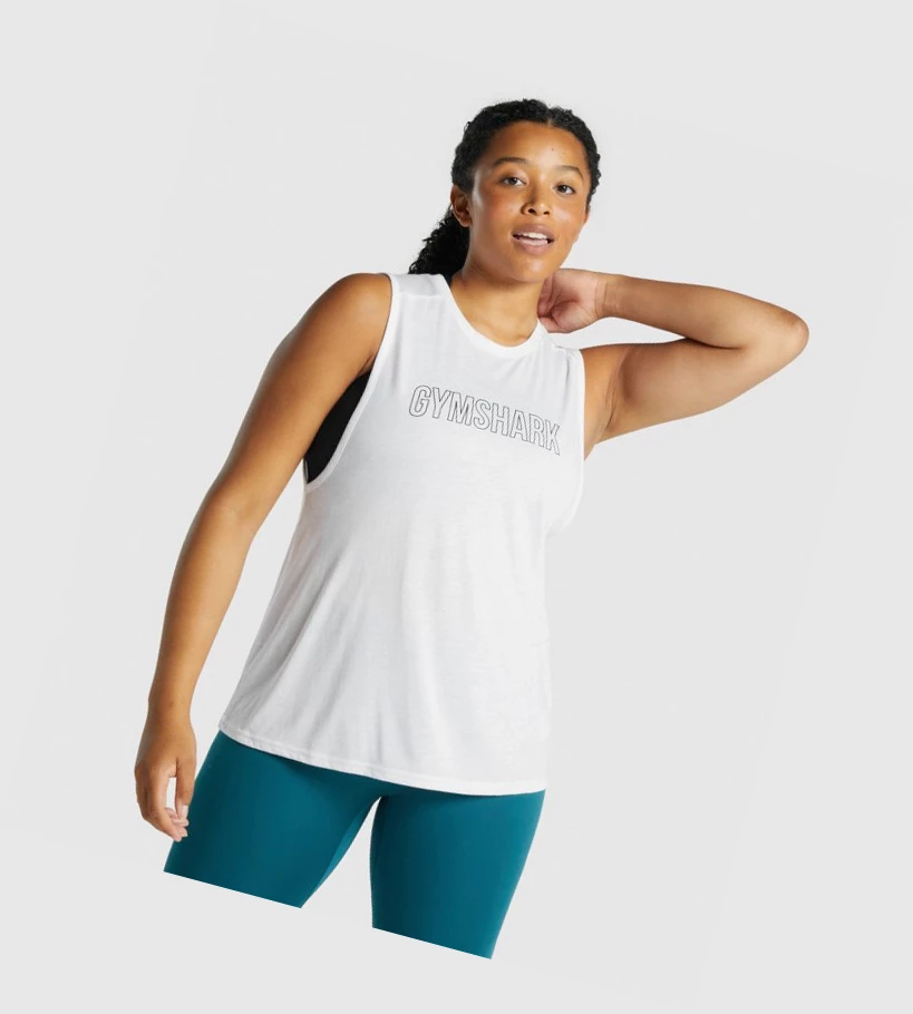 Gymshark Apollo Grafiske Singlet Dame Hvite | FVCWGR869