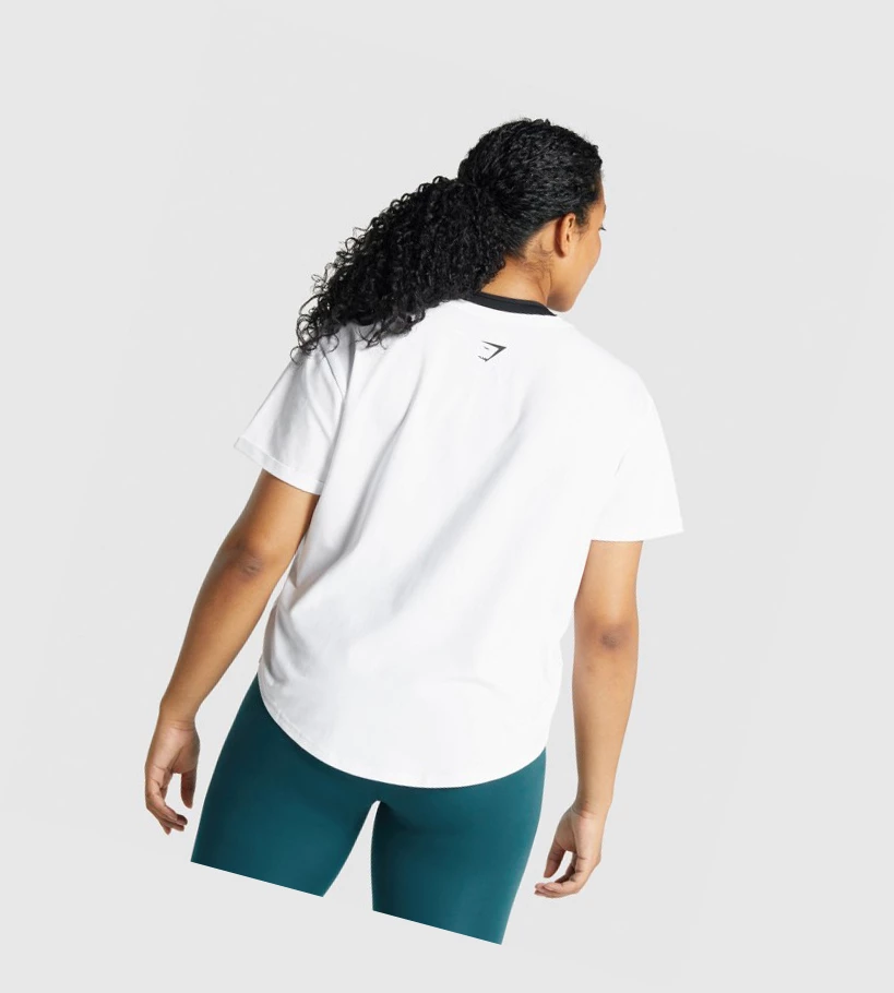 Gymshark Apollo Grafiske T-skjorte Dame Hvite | EFMDZA975