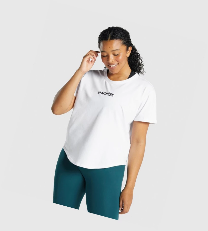 Gymshark Apollo Grafiske T-skjorte Dame Hvite | EFMDZA975