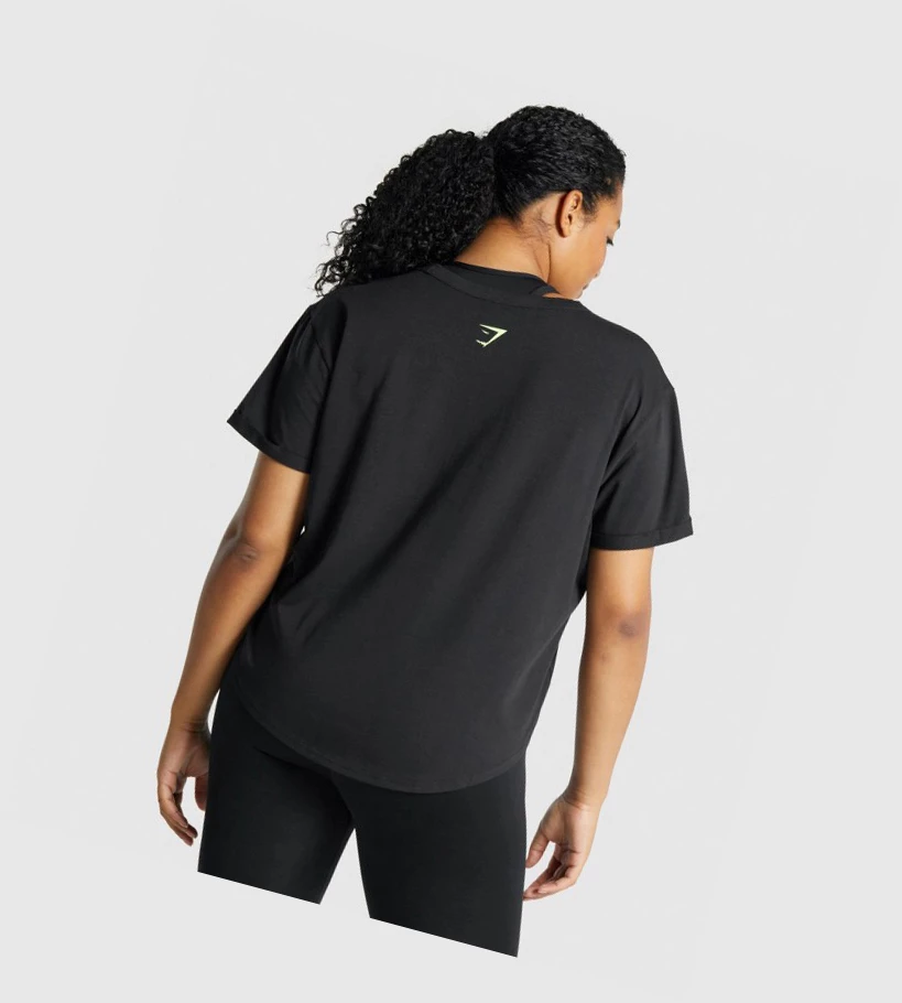 Gymshark Apollo Grafiske T-skjorte Dame Svarte | ZGIQKC514