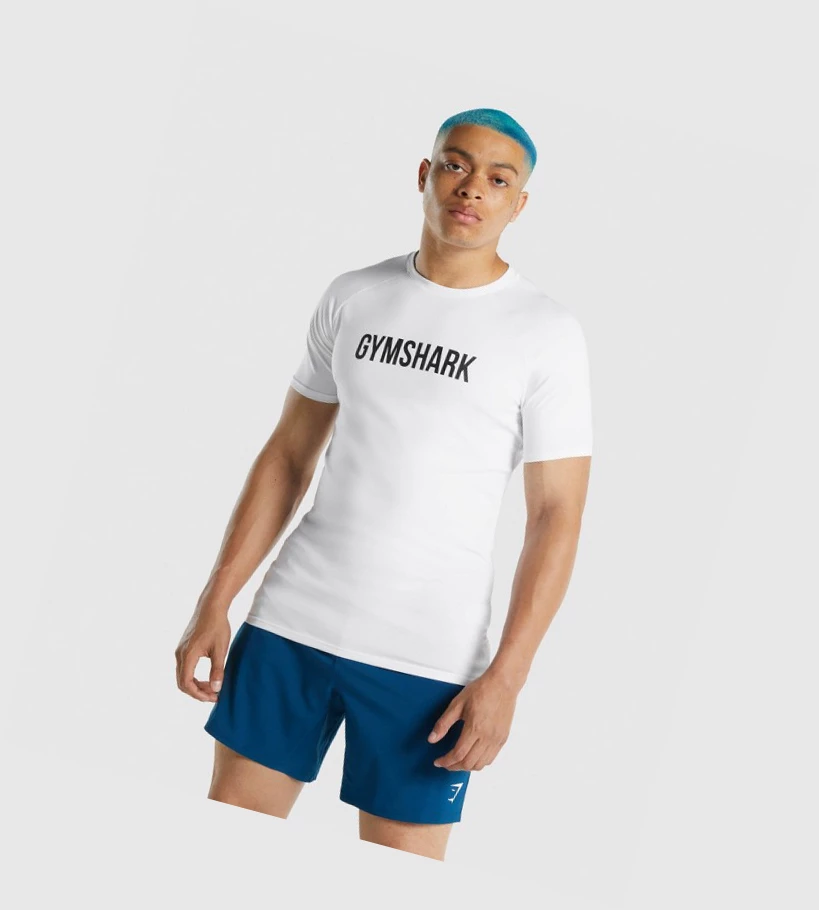 Gymshark Apollo T-skjorte Herre Hvite | NSJYWQ390