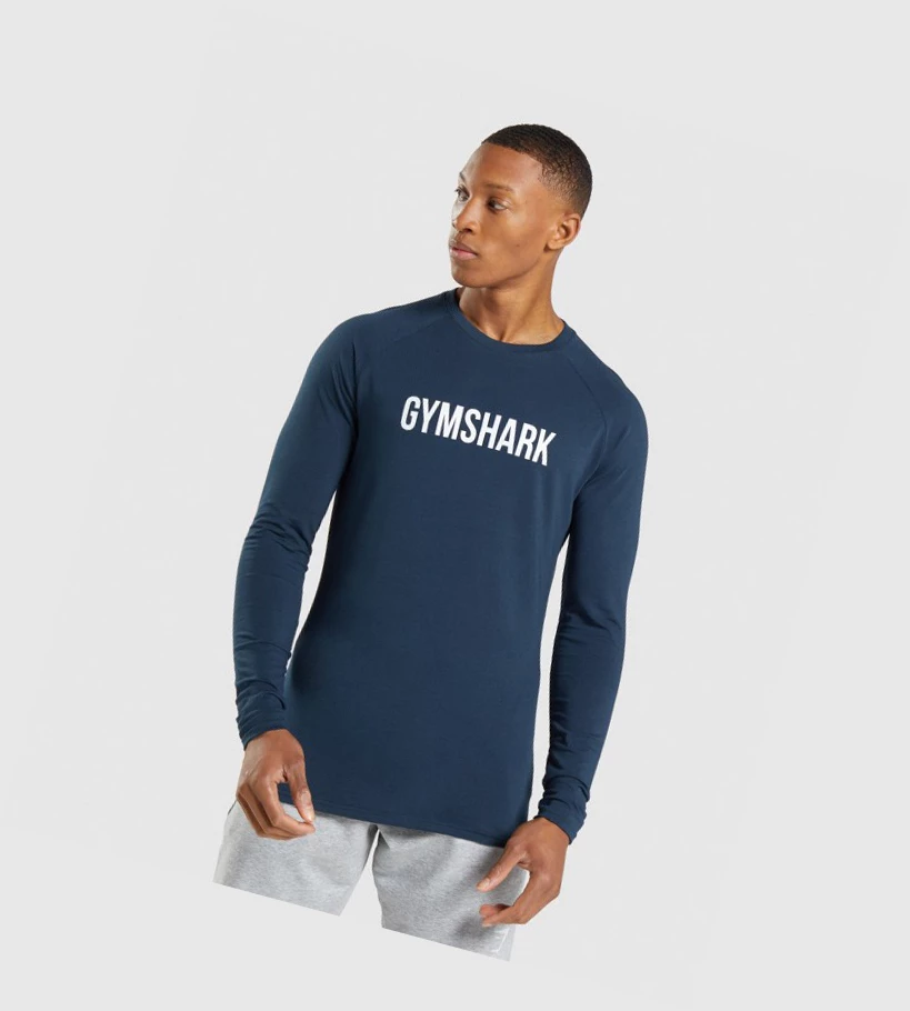 Gymshark Apollo T-skjorte Herre Marineblå | IVTXPR368