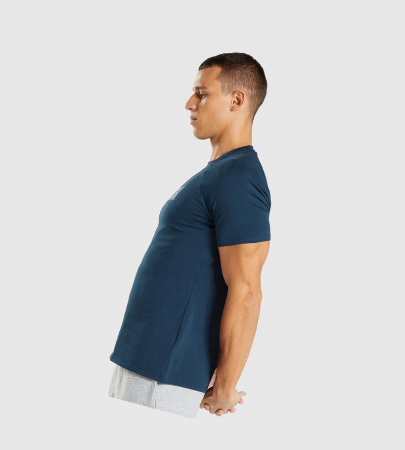 Gymshark Apollo T-skjorte Herre Marineblå | VXZNRI271