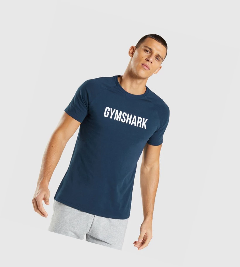 Gymshark Apollo T-skjorte Herre Marineblå | VXZNRI271