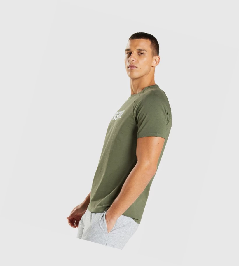 Gymshark Apollo T-skjorte Herre Olivengrønne | EZAMOL489