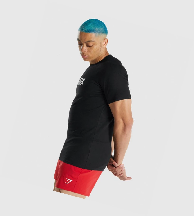 Gymshark Apollo T-skjorte Herre Svarte | DLOBWH680