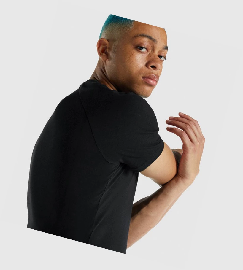 Gymshark Apollo T-skjorte Herre Svarte | DLOBWH680