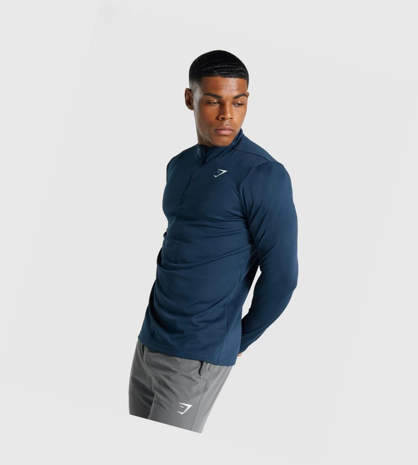 Gymshark Arrival 1/4 Zip Klær Herre Marineblå | GCDORW652