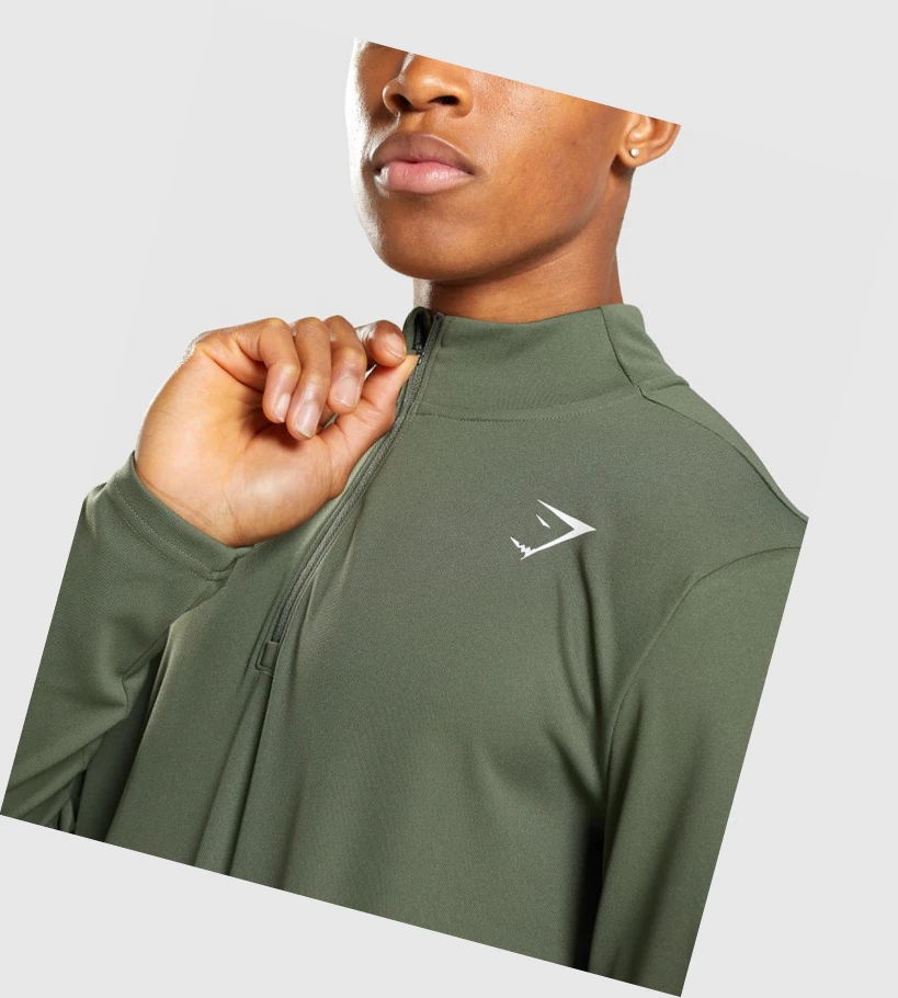 Gymshark Arrival 1/4 Zip Klær Herre Olivengrønne | UZYWOP387