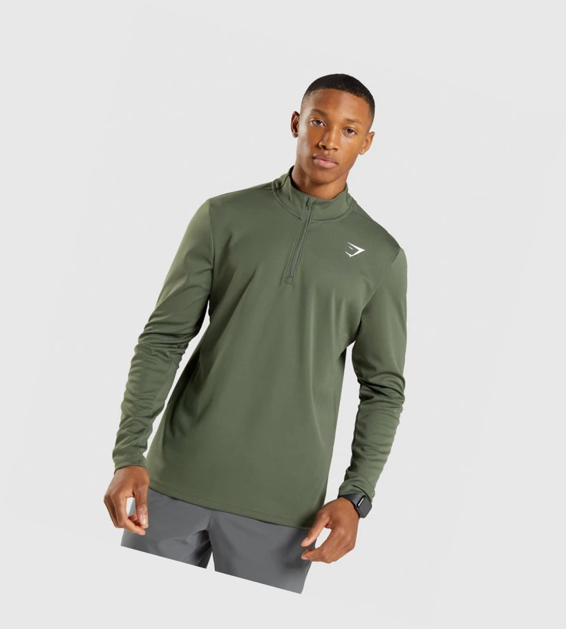 Gymshark Arrival 1/4 Zip Klær Herre Olivengrønne | UZYWOP387