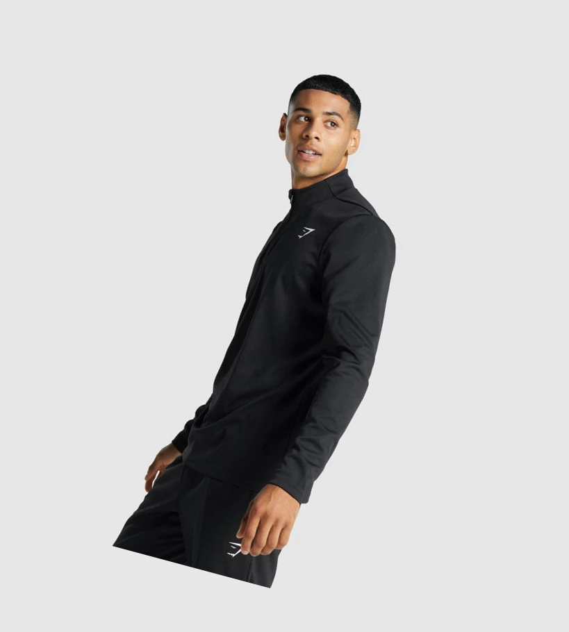 Gymshark Arrival 1/4 Zip Klær Herre Svarte | EBTUGA569