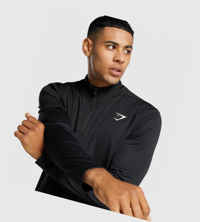 Gymshark Arrival 1/4 Zip Klær Herre Svarte | EBTUGA569